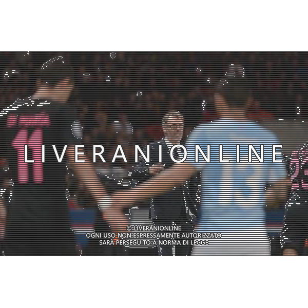 Laurent BLANC / Angel DI MARIA - 15.09.2015 - PSG / Malmo - 1ere journee Champions League Photo : Nolwenn Le Gouic / Icon Sport AG ALDO LIVERANI SAS ONLY ITALY