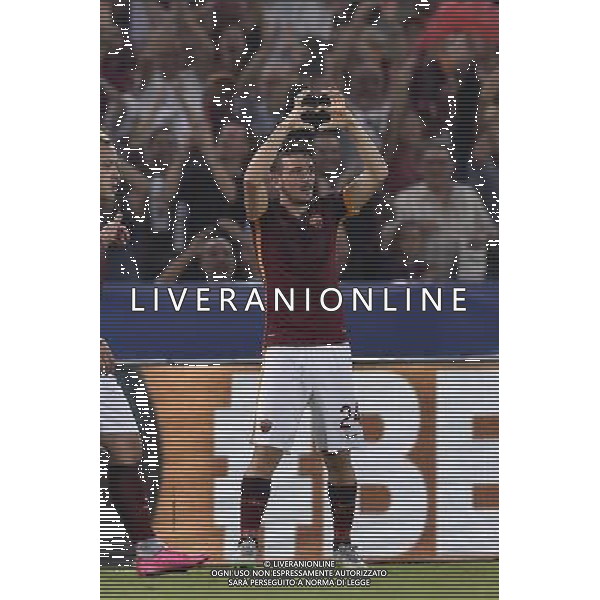 Roma - 16/09/2015 - Stadio Olimpico - Uefa Champions League 2015/2016 - Gruppo E - AS Roma vs Barcellona - nella foto: Esultanza di Alessandro Florenzi dopo il gol / Ph Fabrizio Corradetti - Ag. Aldo Liverani sas