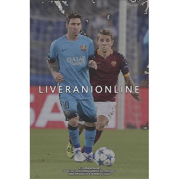 Roma - 16/09/2015 - Stadio Olimpico - Uefa Champions League 2015/2016 - Gruppo E - AS Roma vs Barcellona - nella foto: Lionel Messi e Lucas Digne / Ph Fabrizio Corradetti - Ag. Aldo Liverani sas