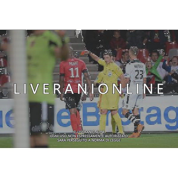 carton rouge Issiaga SYLLA / Nicolas RAINVILLE - 19.09.2015 - Guingamp / Gazelec Ajaccio - 6eme journee Ligue 1 Photo : Nolwenn Le Gouic / Icon Sport AG ALDO LIVERANI SAS ONLY ITALY