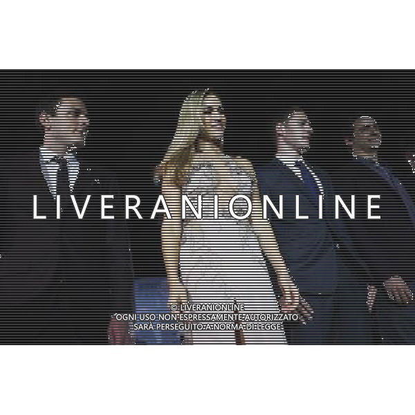 (L to R): Fabio Leimer (SUI) Manor Marussia F1 Team Test and Reserve Driver; Carmen Jorda (ESP) Lotus F1 Team Development Driver; Stoffel Vandoorne (BEL) McLaren Test and Reserve Driver; and Esteban Gutierrez (MEX) Ferrari Test and Reserve Driver, at the Amber Lounge Fashion Show. 19.09.2015. Formula 1 World Championship, Rd 13, Singapore Grand Prix, Singapore, Singapore, Qualifying Day. AG ALDO LIVERANI SAS ONLY ITALY
