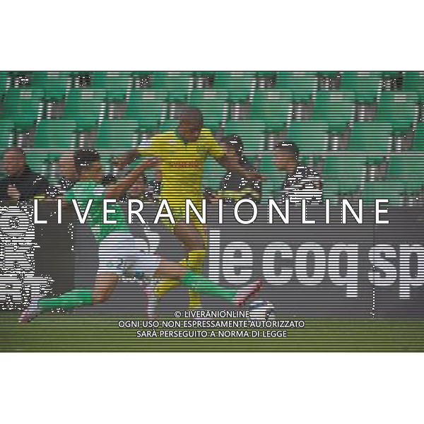 Kevin MALCUIT / Johan AUDEL - 20.09.2015 - Saint Etienne / Nantes - 6eme journee de Ligue 1 Photo : Jean Paul Thomas / Icon Sport AG ALDO LIVERANI SAS ONLY ITALY