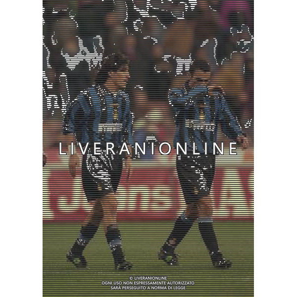 18-03-1997 QUARTI DI FINALE COPPA UEFA INTER ANDERLECHT NELLA FOTO IVAN ZAMORANO E Youri Raffi Djorkaeff AG ALDO LIVERANI SAS