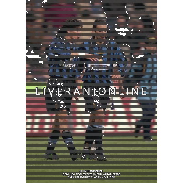 18-03-1997 QUARTI DI FINALE COPPA UEFA INTER ANDERLECHT NELLA FOTO IVAN ZAMORANO E Youri Raffi Djorkaeff AG ALDO LIVERANI SAS