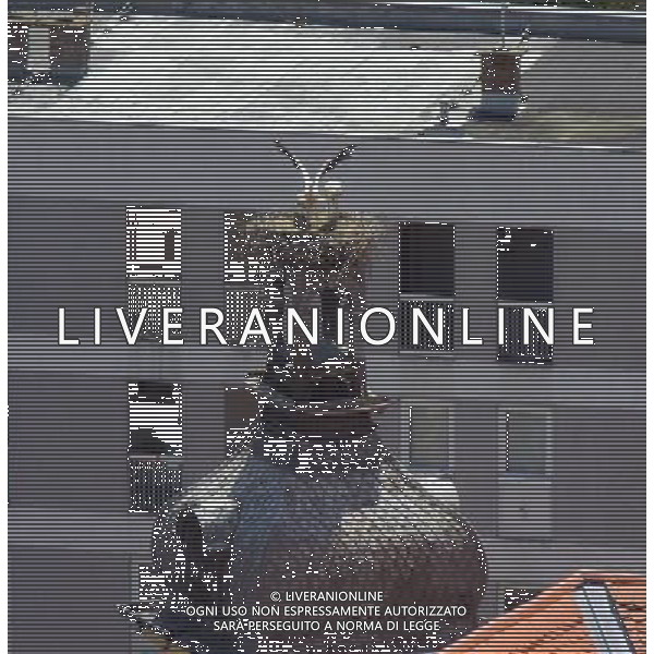 OSJEK CROAZIA 2015 NELLA FOTO LE CICOGNE SU UN TETTO DI UN EDIFICIO AG ALDO LIVERANI SAS