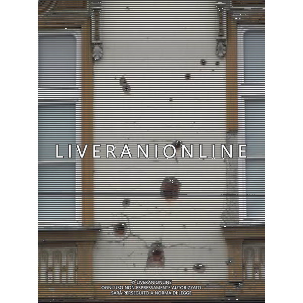 OSJEK CROAZIA 2015 NELLA FOTO PANORAMICA DELLA CITTA DI OSJEKS CON VISIBILI SUI MURI DELLE CASE ANCORA I SEGNI DELLA GUERRA CON LA SERBIA AG ALDO LIVERANI SAS