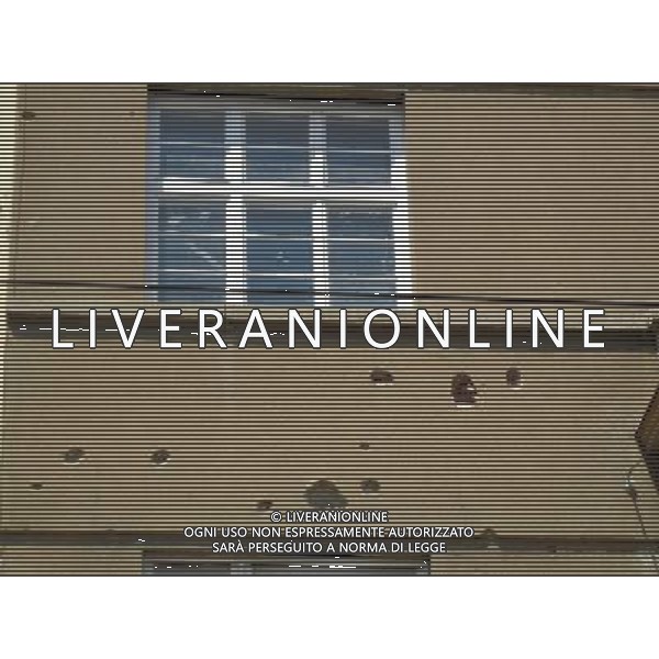 OSJEK CROAZIA 2015 NELLA FOTO PANORAMICA DELLA CITTA DI OSJEK CON VISIBILI SUI MURI DELLE CASE ANCORA I SEGNI DELLA GUERRA CON LA SERBIA AG ALDO LIVERANI SAS