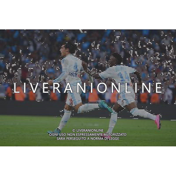 Joie Karim REKIK / Georges Kevin NKOUDOU - 20.09.2015 - Marseille / Lyon - 6eme journee de Ligue 1 Photo : Gaston Petrelli / Icon Sport AG ALDO LIVERANI SAS ONLY ITALY
