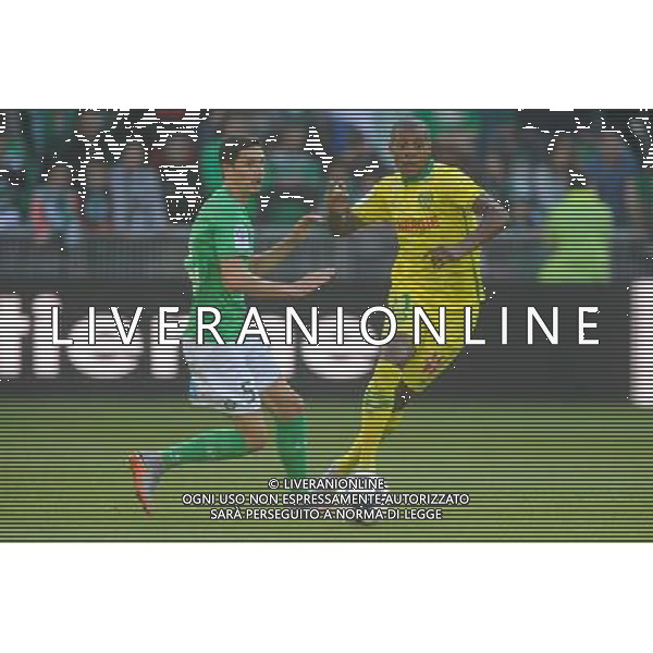Vincent PAJOT / Johan AUDEL - 20.09.2015 - Saint Etienne / Nantes - 6eme journee de Ligue 1 Photo : Jean Paul Thomas / Icon Sport AG ALDO LIVERANI SAS ONLY ITALY