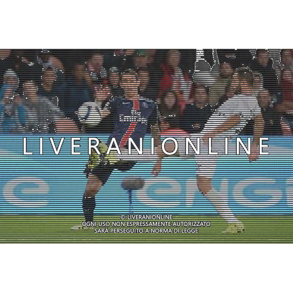 Angel DI MARIA / Laurent DOS SANTOS - 22.09.2015 - PSG / Guingamp - 7eme journee Ligue 1 Photo : Nolwenn Le Gouic / Icon Sport /AGENZIA ALDO LIVERANI Sas - ITALY ONLY - EDITORIAL USE ONLY
