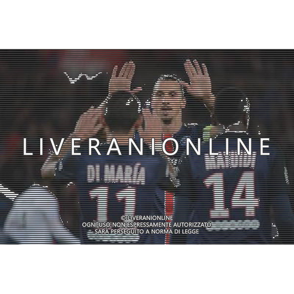 joie Angel DI MARIA / Zlatan IBRAHIMOVIC - 22.09.2015 - PSG / Guingamp - 7eme journee Ligue 1 Photo : Nolwenn Le Gouic / Icon Sport /AGENZIA ALDO LIVERANI Sas - ITALY ONLY - EDITORIAL USE ONLY