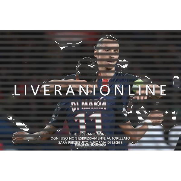 joie Angel DI MARIA / Zlatan IBRAHIMOVIC - 22.09.2015 - PSG / Guingamp - 7eme journee Ligue 1 Photo : Nolwenn Le Gouic / Icon Sport /AGENZIA ALDO LIVERANI Sas - ITALY ONLY - EDITORIAL USE ONLY