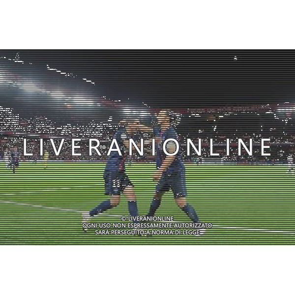 joie Angel DI MARIA / Zlatan IBRAHIMOVIC - 22.09.2015 - PSG / Guingamp - 7eme journee Ligue 1 Photo : Nolwenn Le Gouic / Icon Sport /AGENZIA ALDO LIVERANI Sas - ITALY ONLY - EDITORIAL USE ONLY
