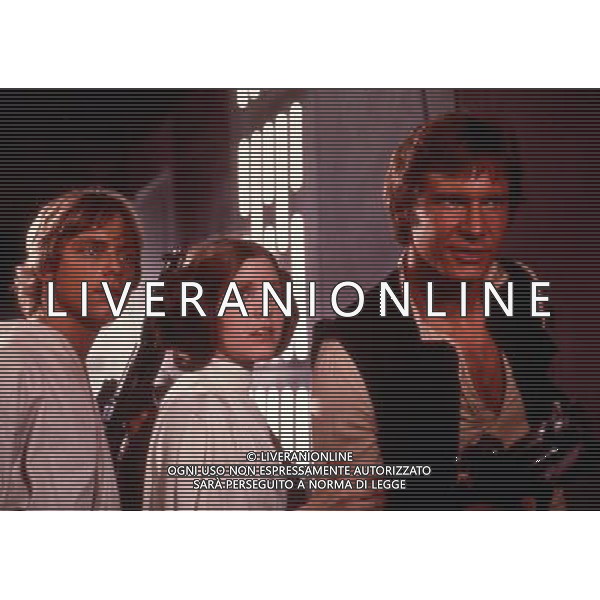 Scene del Film Star Wars - Guerre Stellari di George Lucas nella foto Harrison Ford con Carrie Fisher e Mark Hamill - Retrospettiva - ©Archivio/AGENZIA ALDO LIVERANI SAS