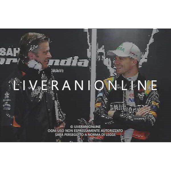 (L to R): Andy Stevenson (GBR) Sahara Force India F1 Team Manager with Nico Hulkenberg (GER) Sahara Force India F1. 25.09.2015. Formula 1 World Championship, Rd 14, Japanese Grand Prix, Suzuka, Japan, Practice Day. AG ALDO LIVERANI SAS ONLY ITALY