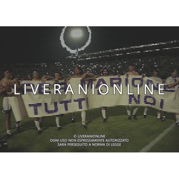 18-05-1996 BERGAMO ATALANTA FIORENTINA FINALE DI COPPA ITALIA NELLA FOTO STRISCIONE PER MARIO CECCHI GORI AG ALDO LIVERANI SAS