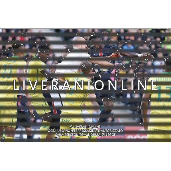Remy RIOU / Serge AURIER - 26.09.2015 - Nantes / PSG - 8eme journee Ligue 1 Photo : Nolwenn Le Gouic / Icon Sport AG ALDO LIVERANI SAS ONLY ITALY