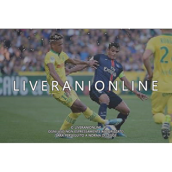 Yacine BAMMOU / Thiago SILVA - 26.09.2015 - Nantes / PSG - 8eme journee Ligue 1 Photo : Nolwenn Le Gouic / Icon Sport AG ALDO LIVERANI SAS ONLY ITALY