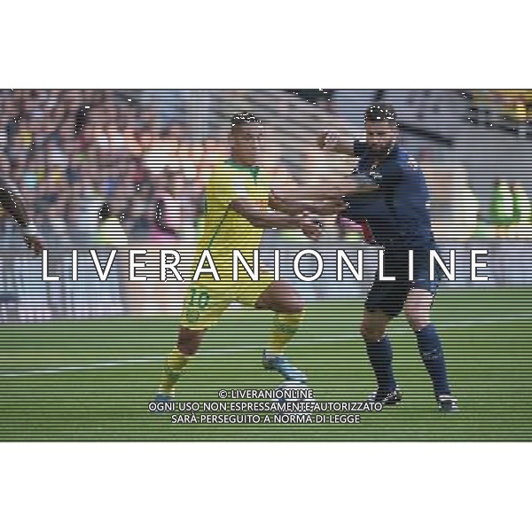 Yacine BAMMOU / Thiago MOTTA - 26.09.2015 - Nantes / PSG - 8eme journee Ligue 1 Photo : Nolwenn Le Gouic / Icon Sport /AGENZIA ALDO LIVERANI Sas - ITALY ONLY - EDITORIAL USE ONLY
