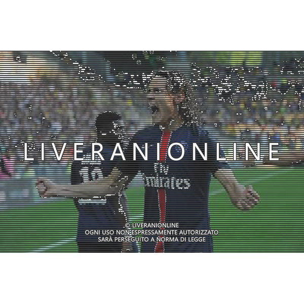 joie Edinson CAVANI - 26.09.2015 - Nantes / PSG - 8eme journee Ligue 1 Photo : Nolwenn Le Gouic / Icon Sport /AGENZIA ALDO LIVERANI Sas - ITALY ONLY - EDITORIAL USE ONLY