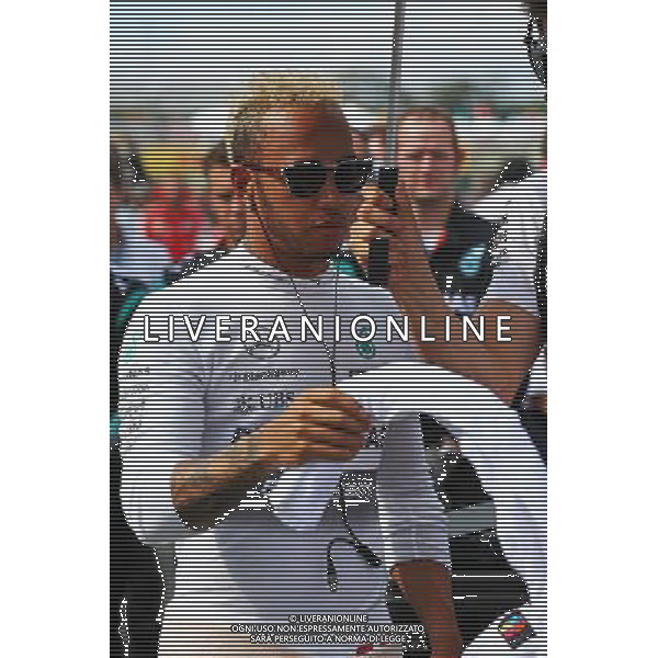 Lewis Hamilton (GBR) Mercedes AMG F1 on the grid. 27.09.2015. Formula 1 World Championship, Rd 14, Japanese Grand Prix, Suzuka, Japan, Race Day. AG ALDO LIVERANI SAS ONLY ITALY
