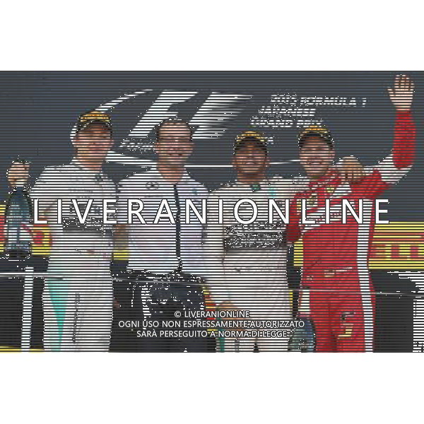1st place Lewis Hamilton (GBR) Mercedes AMG F1 W06, 2nd place Nico Rosberg (GER) Mercedes AMG F1 and 3rd place Sebastian Vettel (GER) Ferrari SF15-T. 27.09.2015. Formula 1 World Championship, Rd 14, Japanese Grand Prix, Suzuka, Japan, Race Day. AG ALDO LIVERANI SAS ONLY ITALY