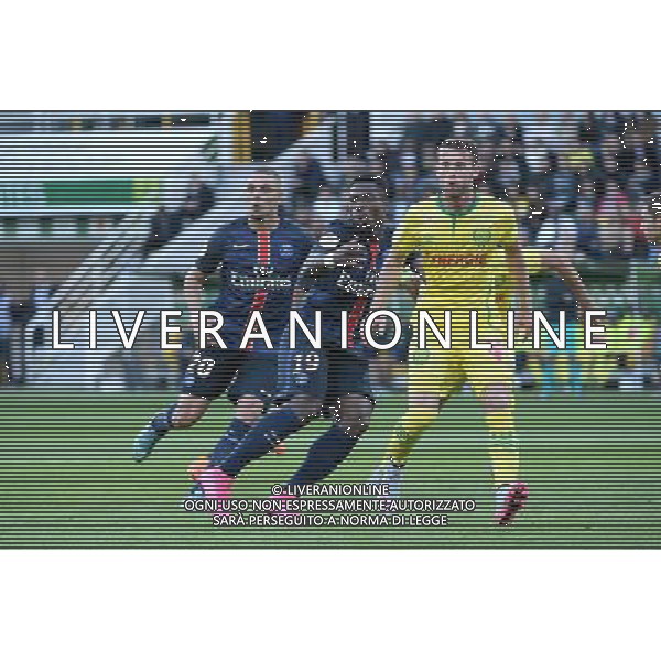 Layvin KURZAWA / Serge AURIER / Emir LENJANI - 26.09.2015 - Nantes / PSG - 8eme journee Ligue 1 Photo : Nolwenn Le Gouic / Icon Sport AG ALDO LIVERANI SAS ONLY ITALY