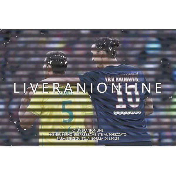 Zlatan IBRAHIMOVIC / Lorik CANA - 26.09.2015 - Nantes / PSG - 8eme journee Ligue 1 Photo : Nolwenn Le Gouic / Icon Sport AG ALDO LIVERANI SAS ONLY ITALY