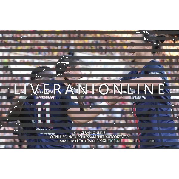 Zlatan IBRAHIMOVIC / Angel DI MARIA - 26.09.2015 - Nantes / PSG - 8eme journee Ligue 1 Photo : Nolwenn Le Gouic / Icon Sport AG ALDO LIVERANI SAS ONLY ITALY