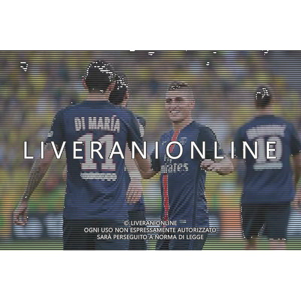 Angel DI MARIA / Marco VERRATTI - 26.09.2015 - Nantes / PSG - 8eme journee Ligue 1 Photo : Nolwenn Le Gouic / Icon Sport AG ALDO LIVERANI SAS ONLY ITALY