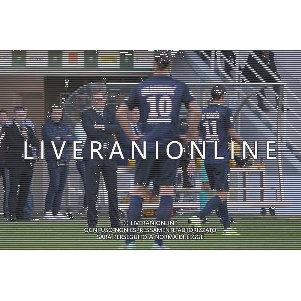 Zlatan IBRAHIMOVIC / Angel DI MARIA / Laurent BLANC - 26.09.2015 - Nantes / PSG - 8eme journee Ligue 1 Photo : Nolwenn Le Gouic / Icon Sport AG ALDO LIVERANI SAS ONLY ITALY
