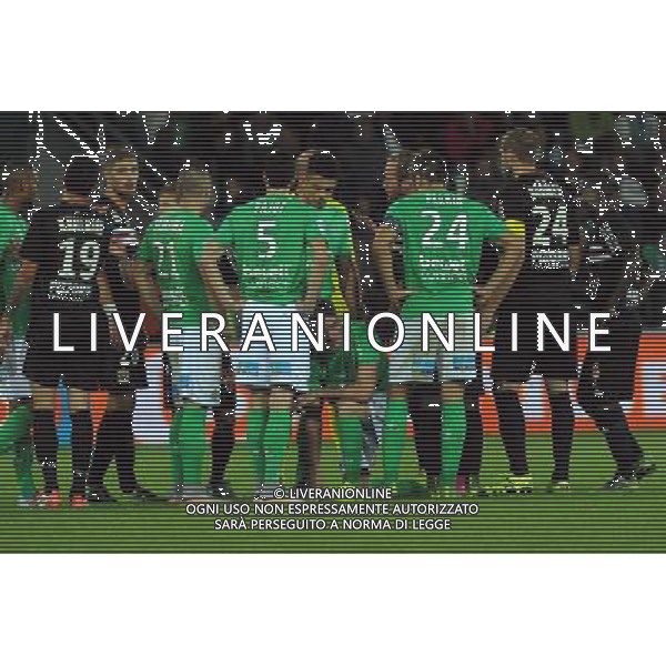 CARTON ROUGE POUR Nampalys MENDY / Fabien LEMOINE - 27.09.2015 - Saint Etienne / Nice - 8eme journee de Ligue 1 Photo : Jean Paul Thomas / Icon Sport AG ALDO LIVERANI SAS ONLY ITALY