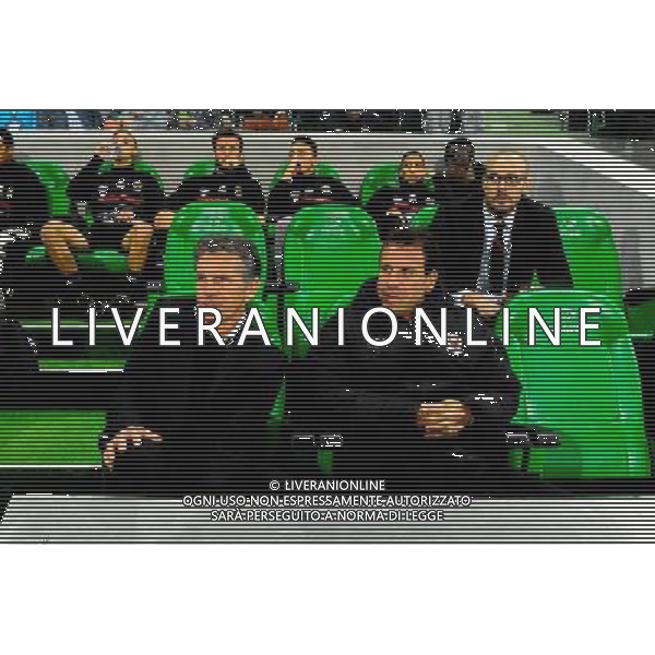 Claude PUEL / Frederic GIORIA - 27.09.2015 - Saint Etienne / Nice - 8eme journee de Ligue 1 Photo : Jean Paul Thomas / Icon Sport AG ALDO LIVERANI SAS ONLY ITALY
