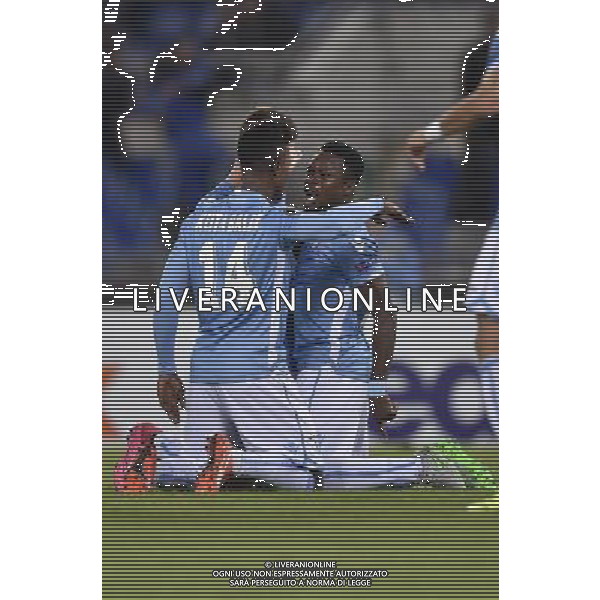 Roma - 01/10/2015 - Stadio Olimpico - UEFA Europa League 2015-2016 - Gruppo G - Lazio vs Saint Etienne - nella foto: esultanza di Eddy Onazi e Balde Diao Keita / Ph. Fabrizio Corradetti - Ag. Aldo Liverani sas