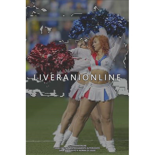 Crystal Palace cheerleaders - \'The Crystals\' - performing before kick off Photographer Craig Mercer/CameraSport Football - Barclays Premiership - Crystal Palace v West Bromwich Albion - Saturday 3rd October 2015 - Selhurst Park - London © CameraSport - 43 Linden Ave. Countesthorpe. Leicester. England. LE8 5PG - Tel: +44 (0) 116 277 4147 - admin@camerasport.com - www.camerasport.com AG ALDO LIVERANI SAS ONLY ITALY