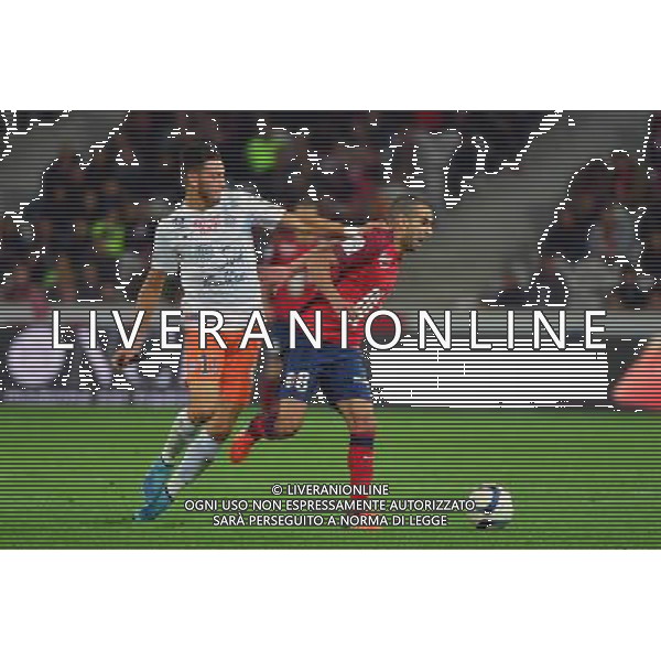 Mounir OBBADI / Rami BENSEBAINI - 02.10.2015 - Lille / Montpellier - 9eme journee de Ligue 1 Photo : Dave Winter / Icon Sport AG ALDO LIVERANI SAS ONLY ITALY