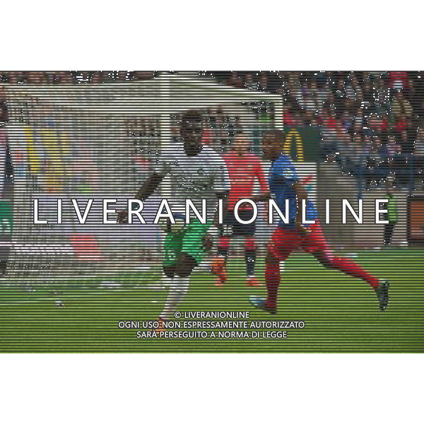Moustapha SALL / Emmanuel IMOROU - 04.10.2015 - Caen / St Etienne - 9e journee de Ligue 1 Photo: Dave Winter / Icon Sport AG ALDO LIVERANI SAS ONLY ITALY