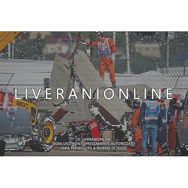 The Scuderia Toro Rosso STR10 of Carlos Sainz Jr (ESP) in the Tecpro barriers after he crashed in the third practice session. 10.10.2015. Formula 1 World Championship, Rd 15, Russian Grand Prix, Sochi Autodrom, Sochi, Russia, Qualifying Day. - www.xpbimages.com, EMail: requests@xpbimages.com - copy of publication required for printed pictures. Every used picture is fee-liable. © Copyright: Price / XPB Images /Agenzia Aldo Liverani s.a.s.