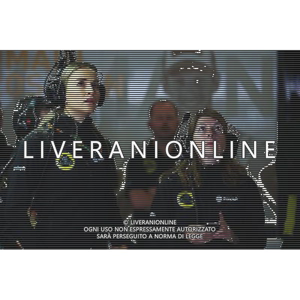 (L to R): Carmen Jorda (ESP) Lotus F1 Team Development Driver with Clarisse Hoffmann, Lotus F1 Team Media Communications Manager. 10.10.2015. Formula 1 World Championship, Rd 15, Russian Grand Prix, Sochi Autodrom, Sochi, Russia, Qualifying Day. - www.xpbimages.com, EMail: requests@xpbimages.com - copy of publication required for printed pictures. Every used picture is fee-liable. © Copyright: Batchelor / XPB Images /Agenzia Aldo Liverani s.a.s.