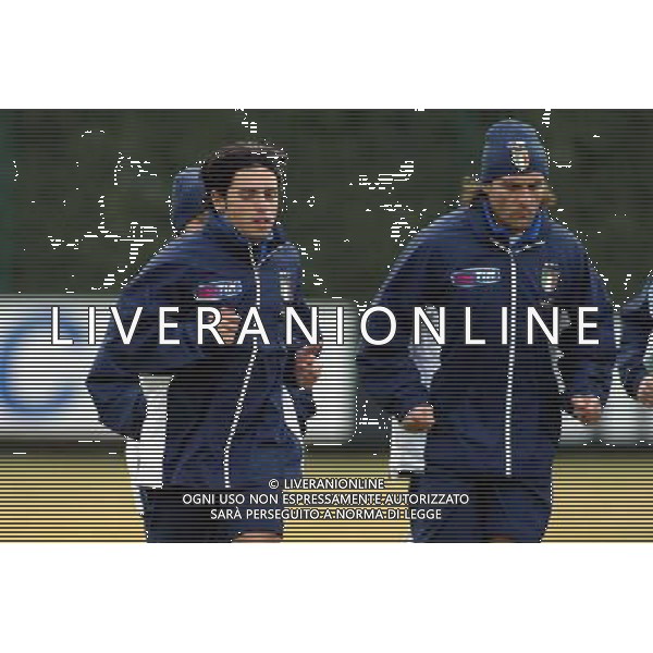 Coverciano 07/02/2005 Raduno e Allenamento Nazionale Italiana Calcio nella foto mauro esposito e christian vieri ph gianni nucci/agenzia aldo liverani