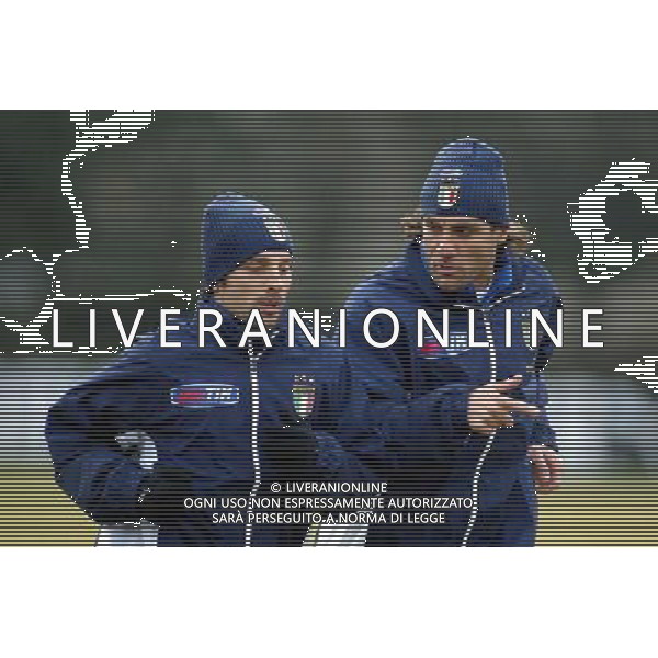 Coverciano 07/02/2005 Raduno e Allenamento Nazionale Italiana Calcio nella foto Christian Vieri e Vincenzo montella ph gianni nucci/agenzia aldo liverani
