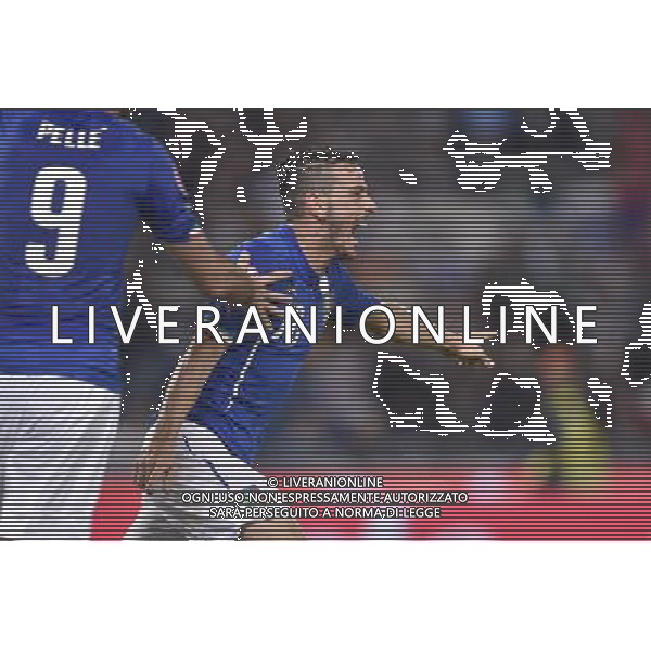 Roma - 13/10/2015 - Stadio Olimpico - Qualificazioni Euro 2016 - Italia vs Norvegia - nella foto: L\'esultanza di Alessandro Florenzi dopo il gol del pareggio / Ph. Fabrizio Corradetti - Ag. Aldo Liverani Sas