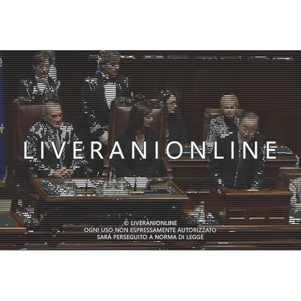Roma - 15/10/2015 - Montecitorio - Cerimonia per il sessantesimo anniversario dell\'adesione dell\'Italia alle Nazioni Unite - nella foto: Il Segretario Generale dell\'Onu Ban Ki-moon con Laura Boldrini e Pietro Grasso durante il suo intervento in aula / Ph. Fabrizio Corradetti - Ag. Aldo Liverani Sas/Ag. Aldo Liverani Sas