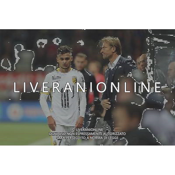 Sofiane BOUFAL et Herve RENARD - 17.10.2015 - Guingamp / Lille - 10eme journee de Ligue1 Photo : Vincent Michel / Icon Sport/ Ag. Aldo Liverani Sas - ITALY ONLY - EDITORIAL USE ONLY