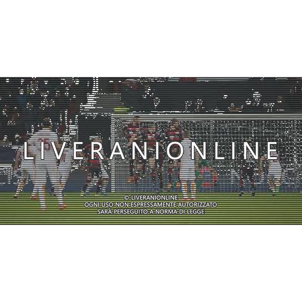 firo Fu§ball,Fussball, 20.10.2015 Champions League Achtelfinale Hinspiel 2014/2015 Bayer Leverkusen - AS Roma 4:4 Tor zum 3:2 durch Miralem Pjanic Freisto§ Mauer - gol $worldrightsEs gelten unsere AGB, einsehbar auf www.firosportphoto.de copyright by firo sportphoto:/AGENZIA ALDO LIVERANI SAS - ITALY ONLY EDITORIAL USE ONLY