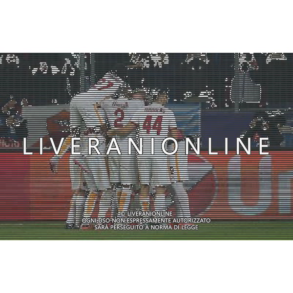 firo Fu§ball,Fussball, 20.10.2015 Champions League Achtelfinale Hinspiel 2014/2015 Bayer Leverkusen - AS Roma 4:4 TJubeltraube nachdem 4:2 - esultanza dopo il gol $worldrightsEs gelten unsere AGB, einsehbar auf www.firosportphoto.de copyright by firo sportphoto:/AGENZIA ALDO LIVERANI SAS - ITALY ONLY EDITORIAL USE ONLY