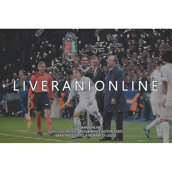 Rafael BENITEZ / Luka MODRIC - 21.10.2015 - PSG / Real Madrid - 3eme journee Champions League Photo : Nolwenn Le Gouic / Icon Sport AG ALDO LIVERANI SAS ONLY ITALY