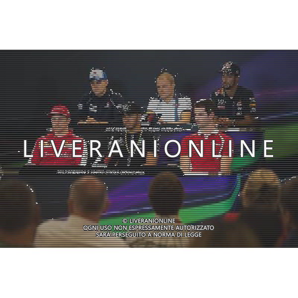 The FIA Press Conference (from back row (L to R)): Marcus Ericsson (SWE) Sauber F1 Team; Valtteri Bottas (FIN) Williams; Daniel Ricciardo (AUS) Red Bull Racing; Kimi Raikkonen (FIN) Ferrari; Lewis Hamilton (GBR) Mercedes AMG F1; Alexander Rossi (USA) Manor Marussia F1 Team. 22.10.2015. Formula 1 World Championship, Rd 16, United States Grand Prix, Austin, Texas, USA, Preparation Day. - www.xpbimages.com, EMail: requests@xpbimages.com - copy of publication required for printed pictures. Every used picture is fee-liable. Â© Copyright: Price / XPB Images /AGENZIA ALDO LIVERANI SAS - ITALY ONLY EDITORIAL USE ONLY