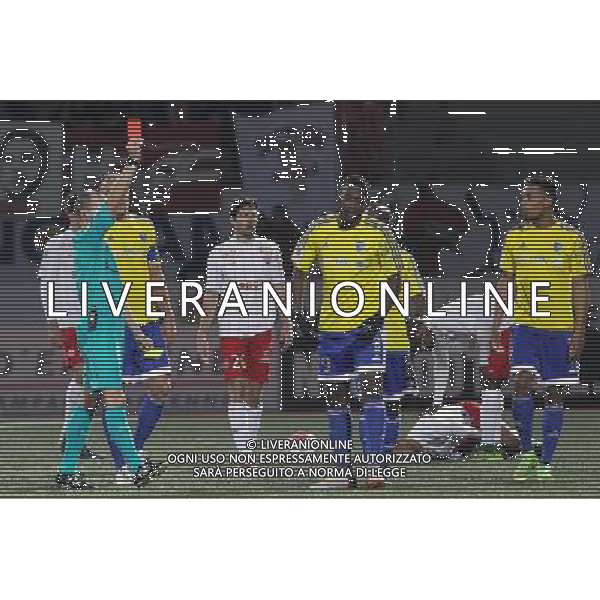 Expulsion carton rouge Moulaye idrissa BA - 23.10.2015 - Nancy / Bourg en Bresse - 12eme journee de Ligue2 Photo : Fred Marvaux / Icon Sport AG ALDO LIVERANI SAS ONLY ITALY