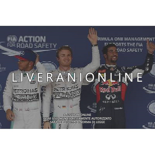 Pole for Nico Rosberg (GER) Mercedes AMG F1 W06, 2nd for Lewis Hamilton (GBR) Mercedes AMG F1 W06 and 3rd for Daniel Ricciardo (AUS) Red Bull Racing RB11. Qualifying 25.10.2015. Formula 1 World Championship, Rd 16, United States Grand Prix, Austin, Texas, USA, Race Day. AG ALDO LIVERANI SAS ONLY ITALY